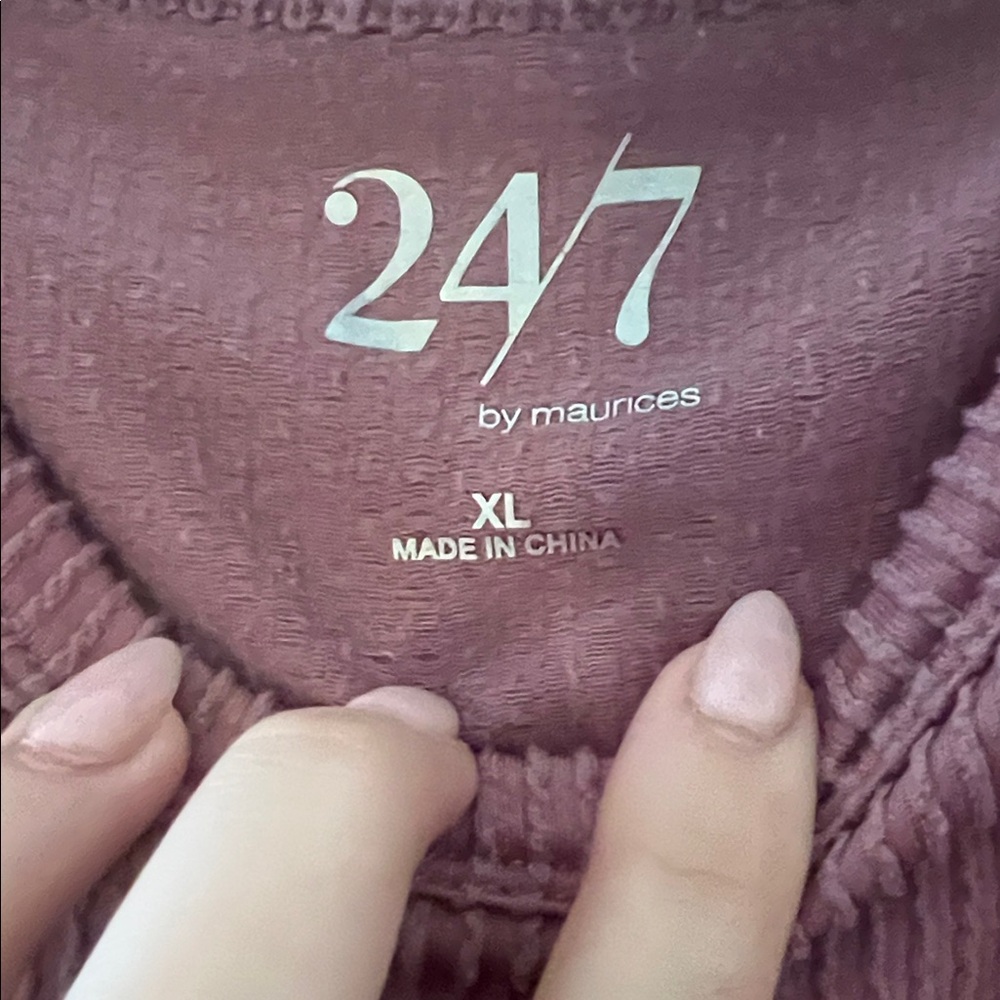 Maurices Ribbed Short Sleeve Top - Dusty Rose - Picture 2 of 4